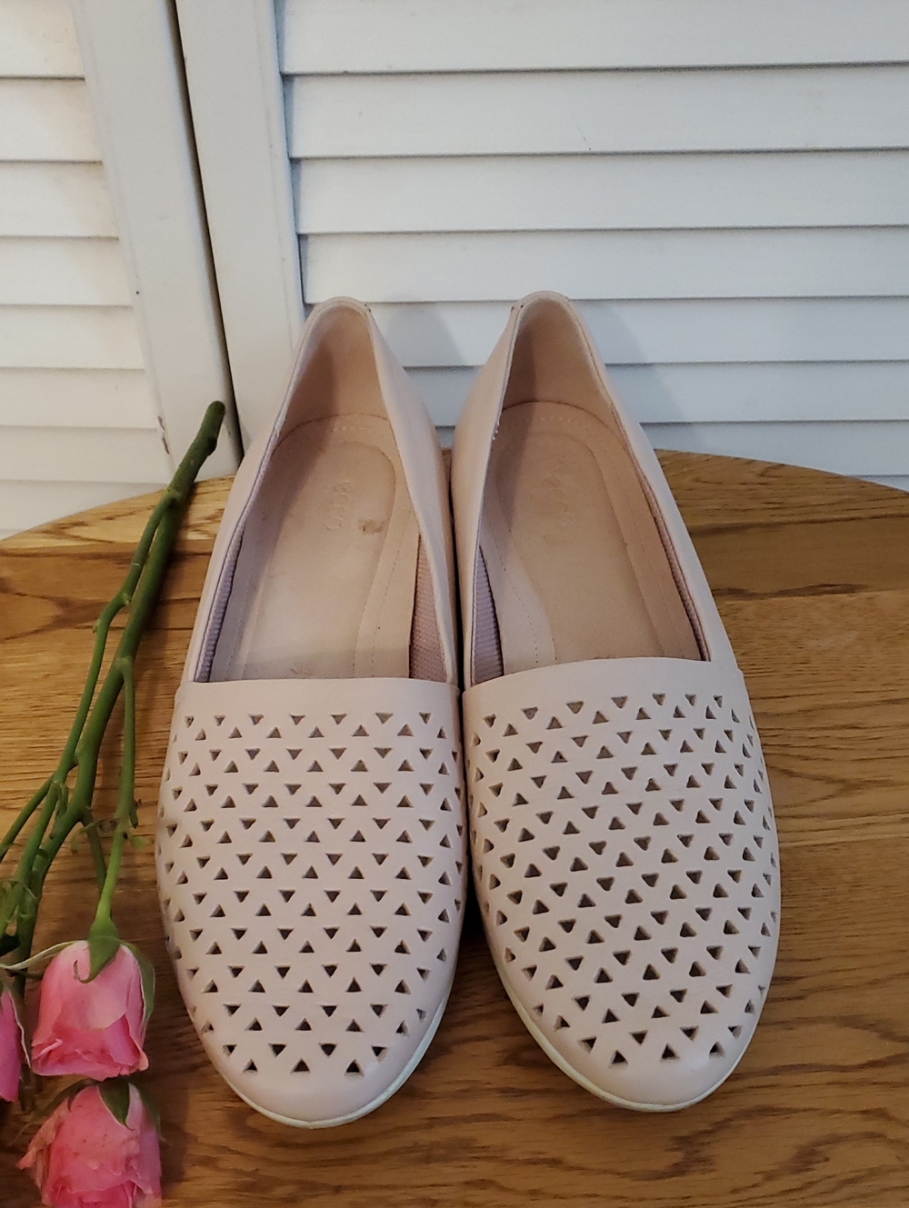 Ecco Pink Blush Touch Leather Ballerina Flats Loafers, Size 8 - Picture 2 of 10
